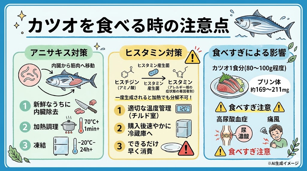 カツオを食べる時の注意点