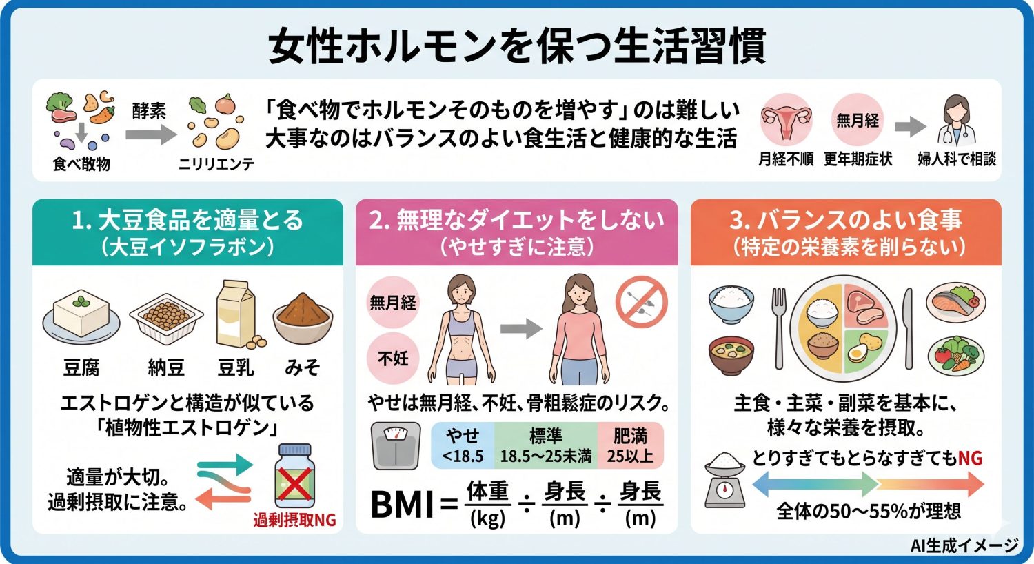 女性ホルモンの分泌を増やす食べ物