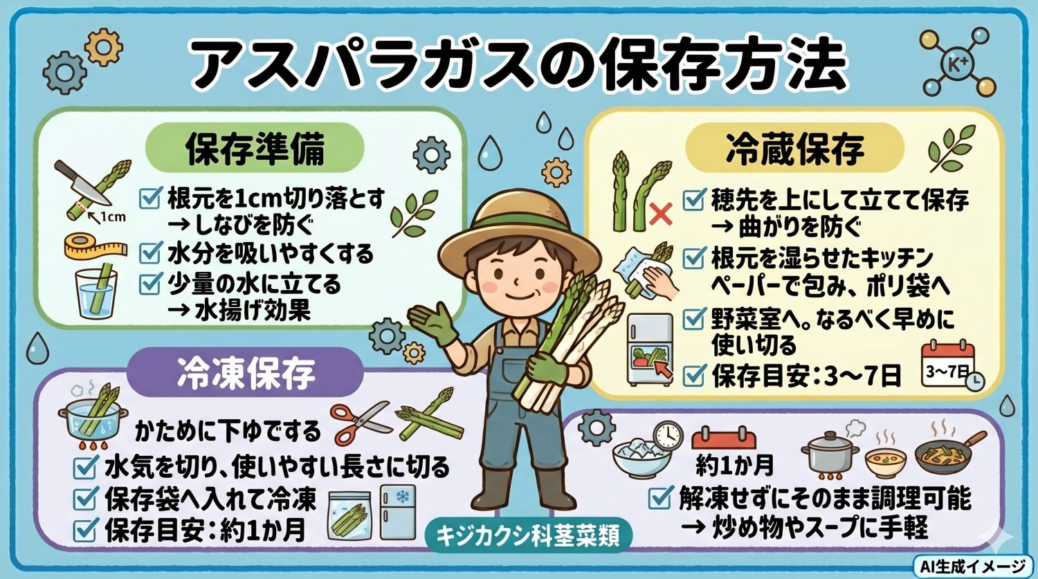 アスパラガスの保存方法や期間