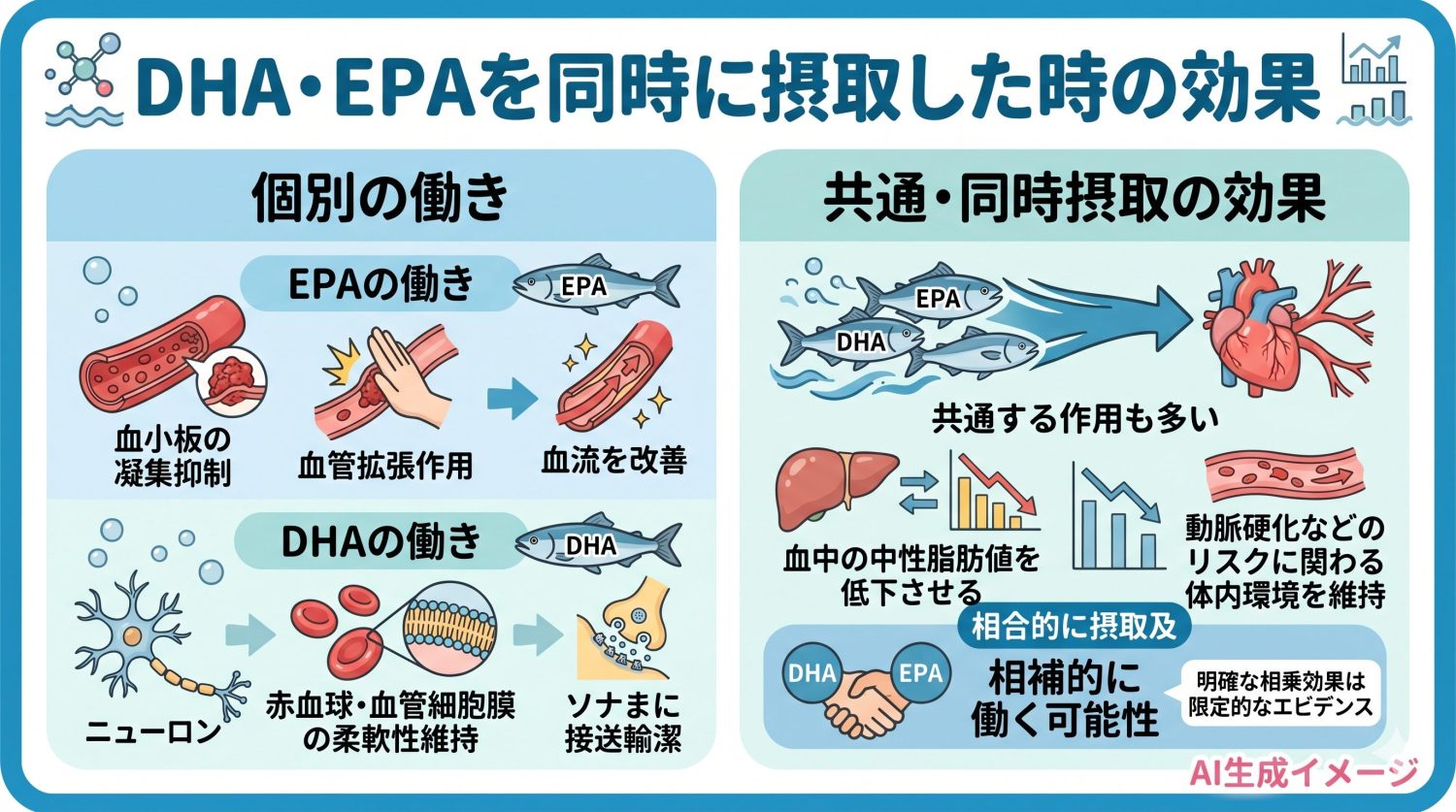DHA・EPAを同時に摂取した時の効果