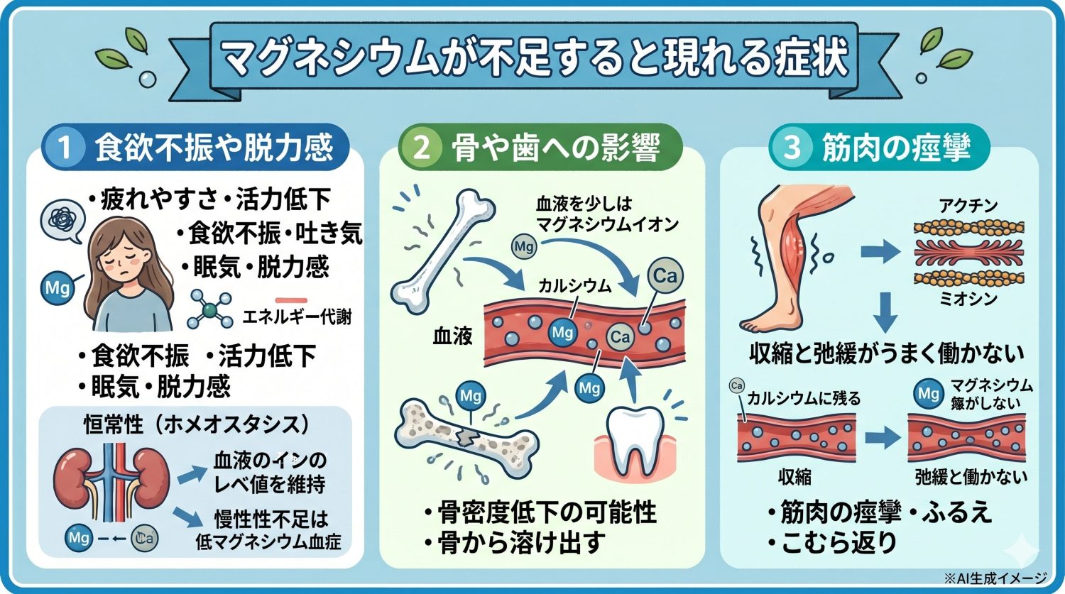 マグネシウムが不足すると現れる症状