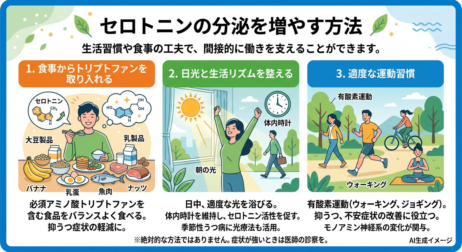 セロトニンの分泌を増やす方法