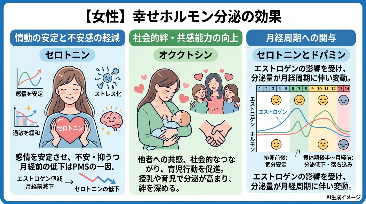 【女性】幸せホルモンが分泌されるとどんな効果がある?