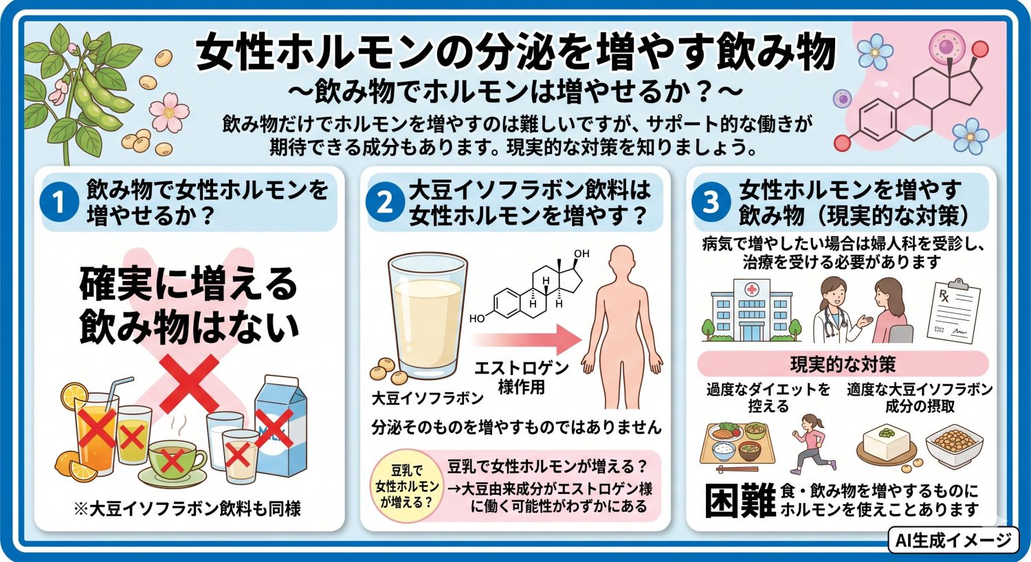 女性ホルモンの分泌を増やす飲み物