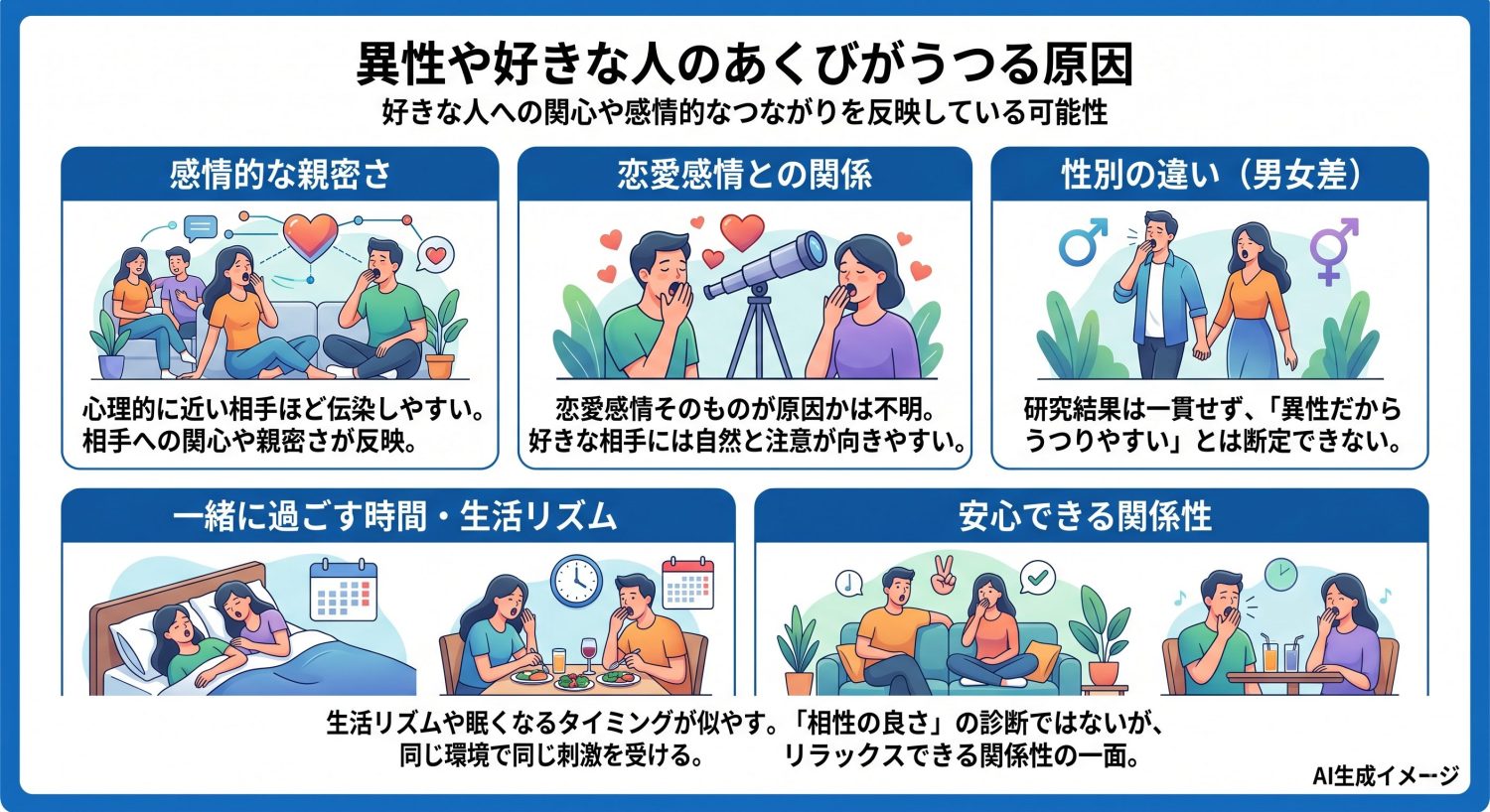 異性や好きな人のあくびがうつる原因