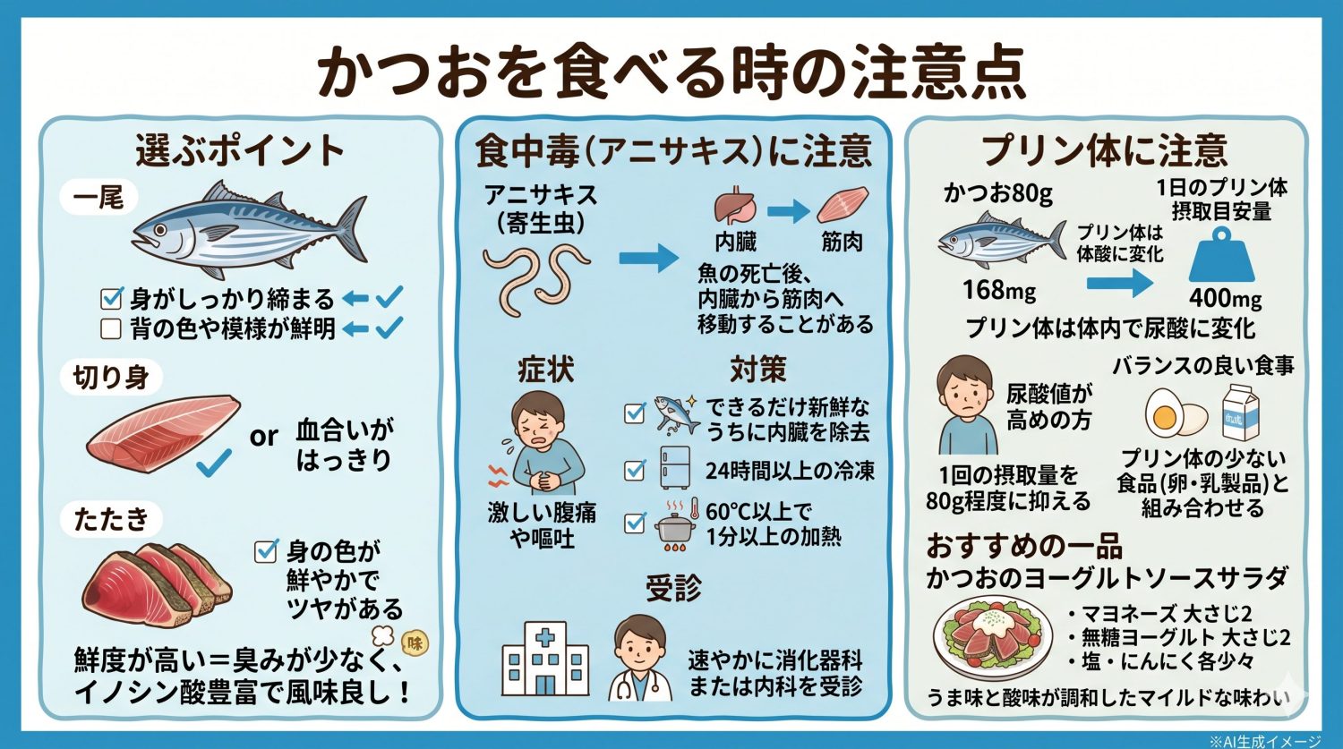 かつおを食べる時の注意点
