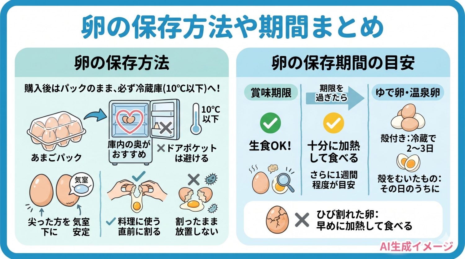 卵の保存方法や期間