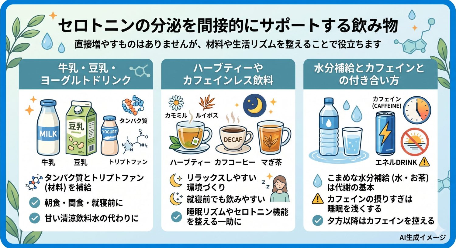 セロトニンの分泌を増やす飲み物