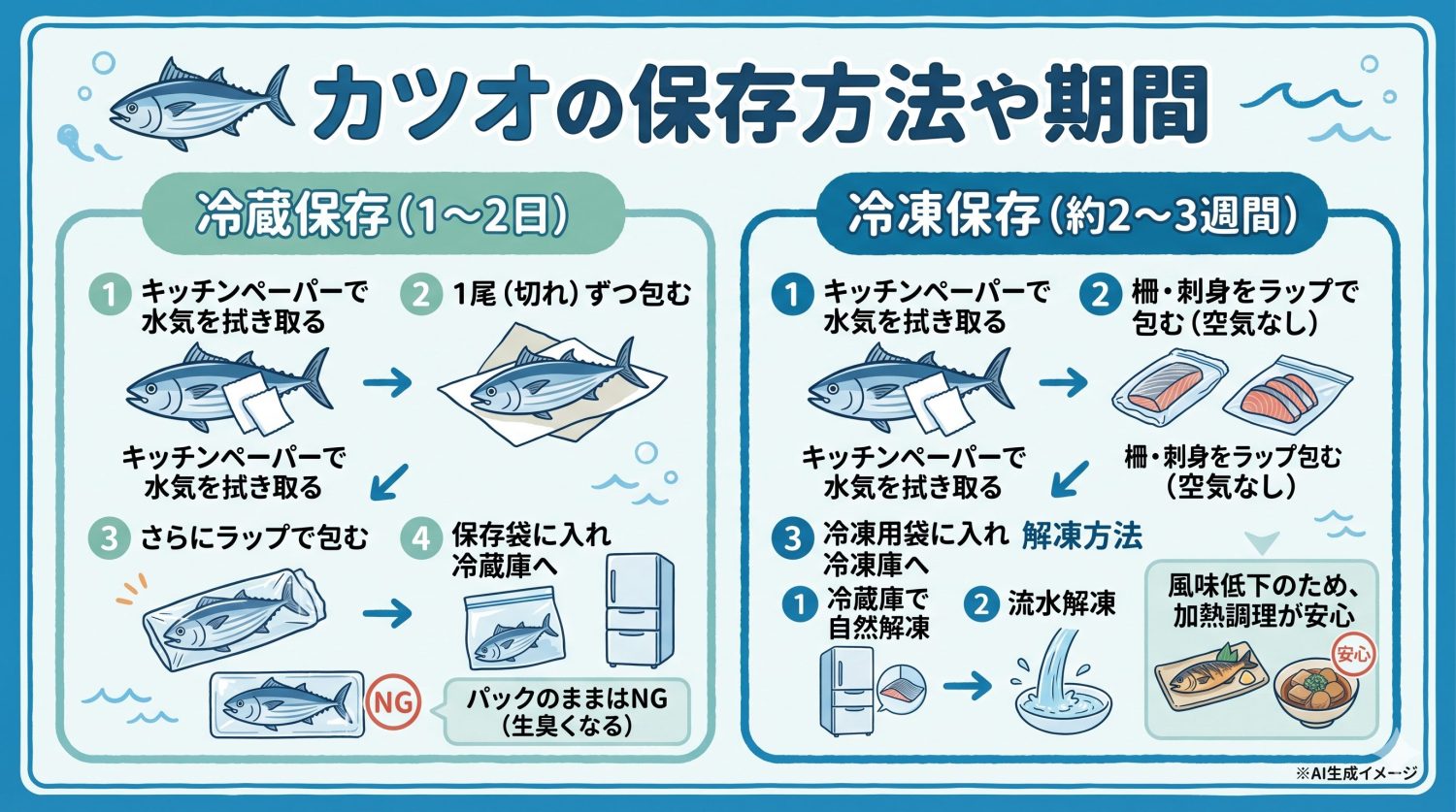 カツオの保存方法や期間