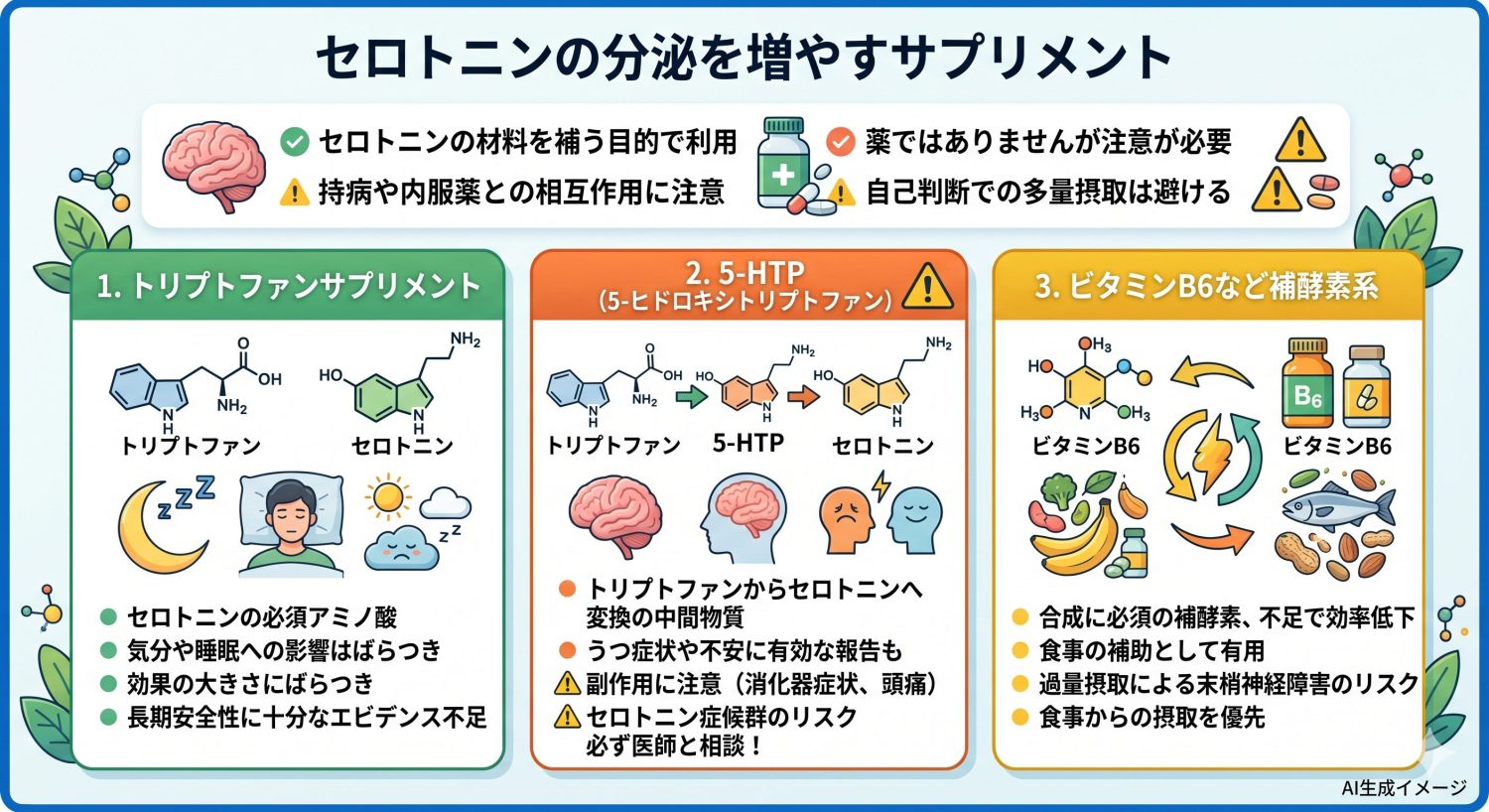 セロトニンの分泌を増やすサプリメント