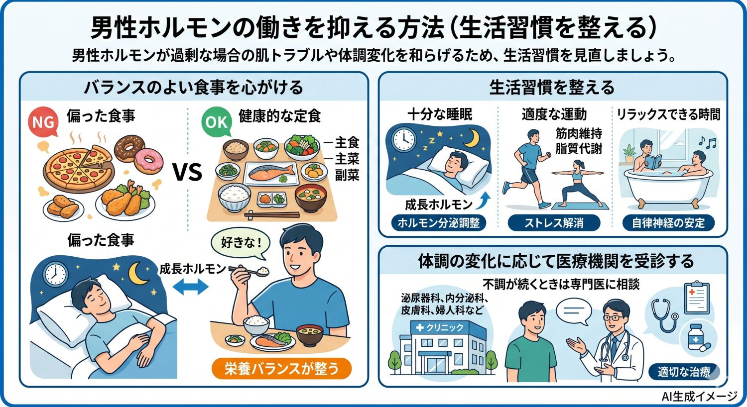 男性ホルモンの働きを抑える方法