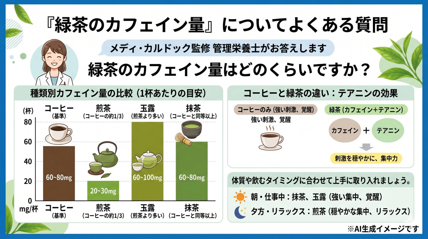 「緑茶のカフェイン量」についてよくある質問