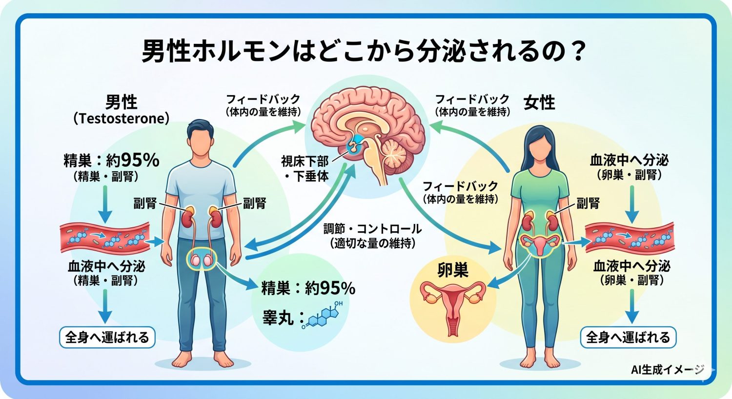 男性ホルモンはどこから分泌されるの？