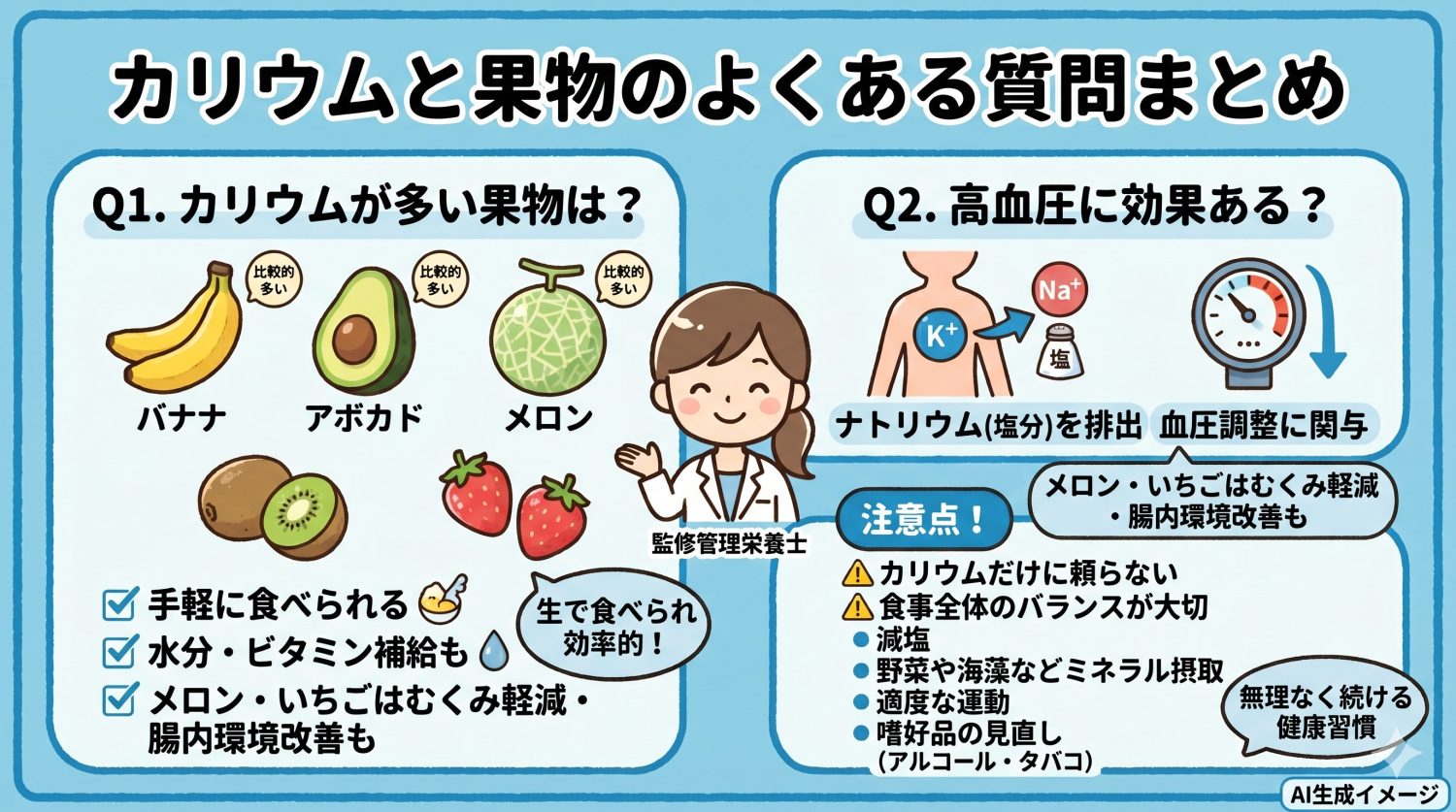 「カリウムの多い果物」についてよくある質問
