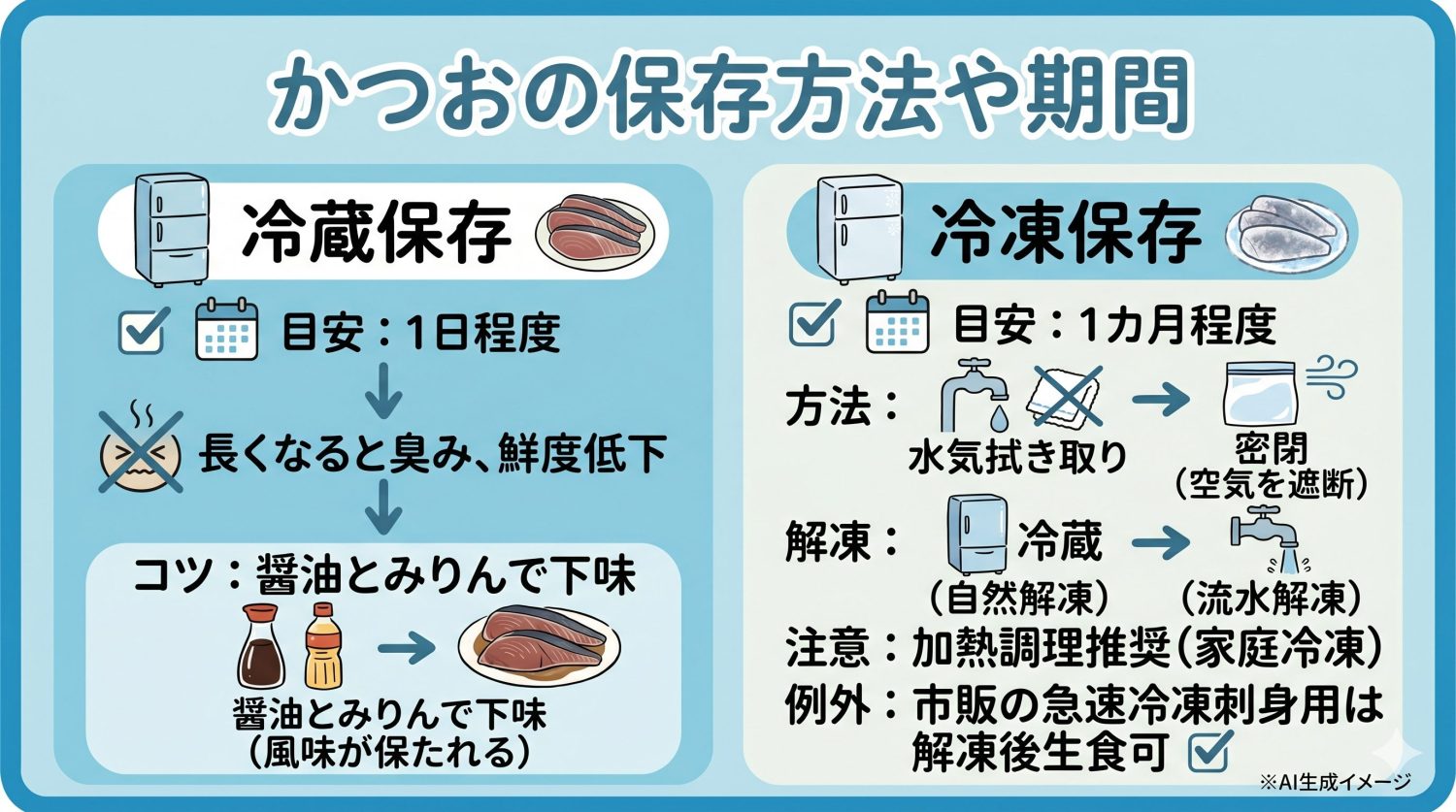 かつおの保存方法や期間