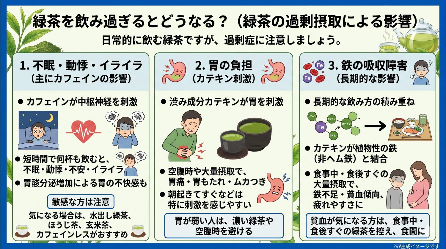 緑茶を飲み過ぎるとどうなる？