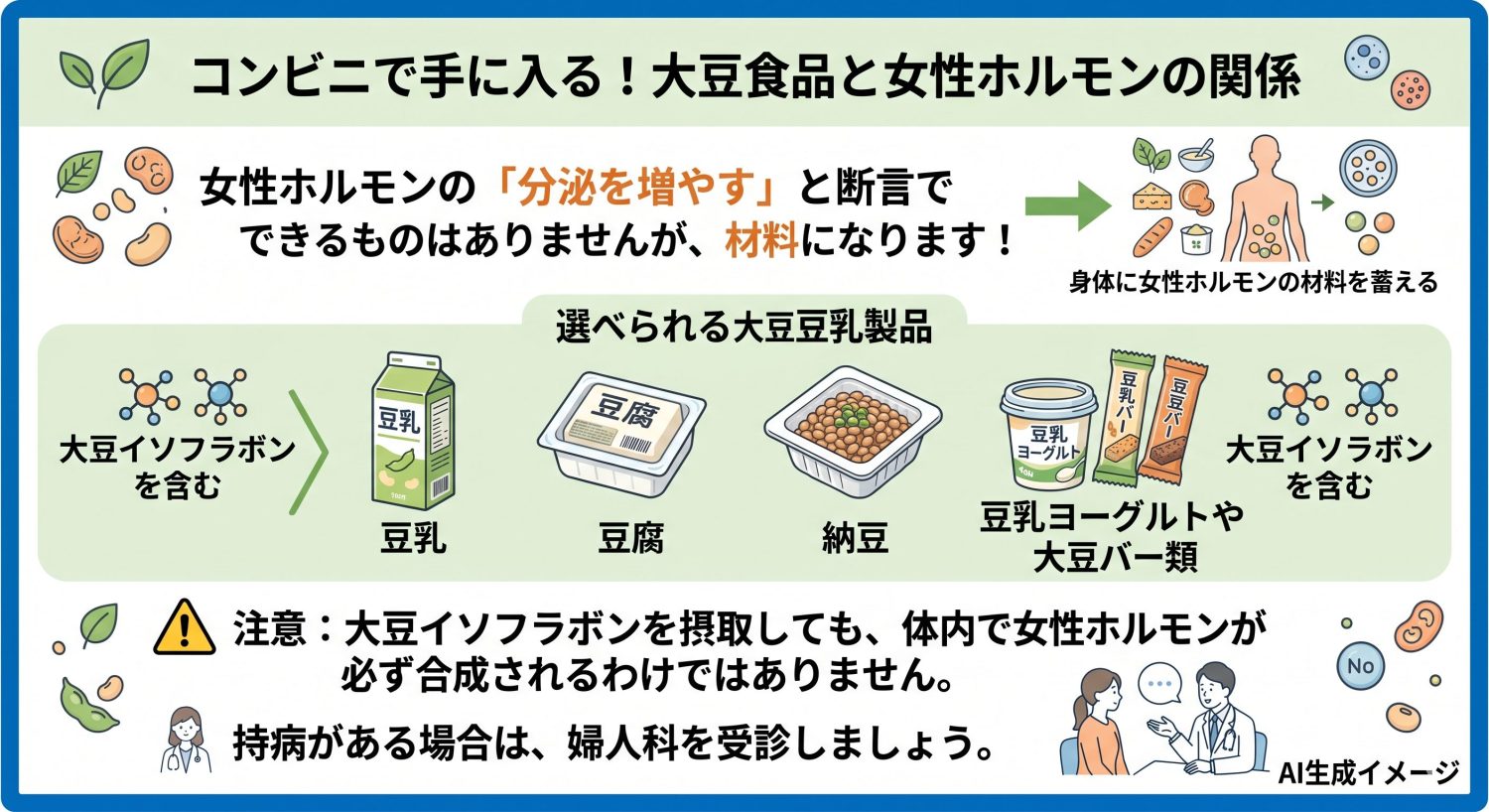 コンビニで簡単に手に入る女性ホルモンの分泌を増やす食べ物・飲み物