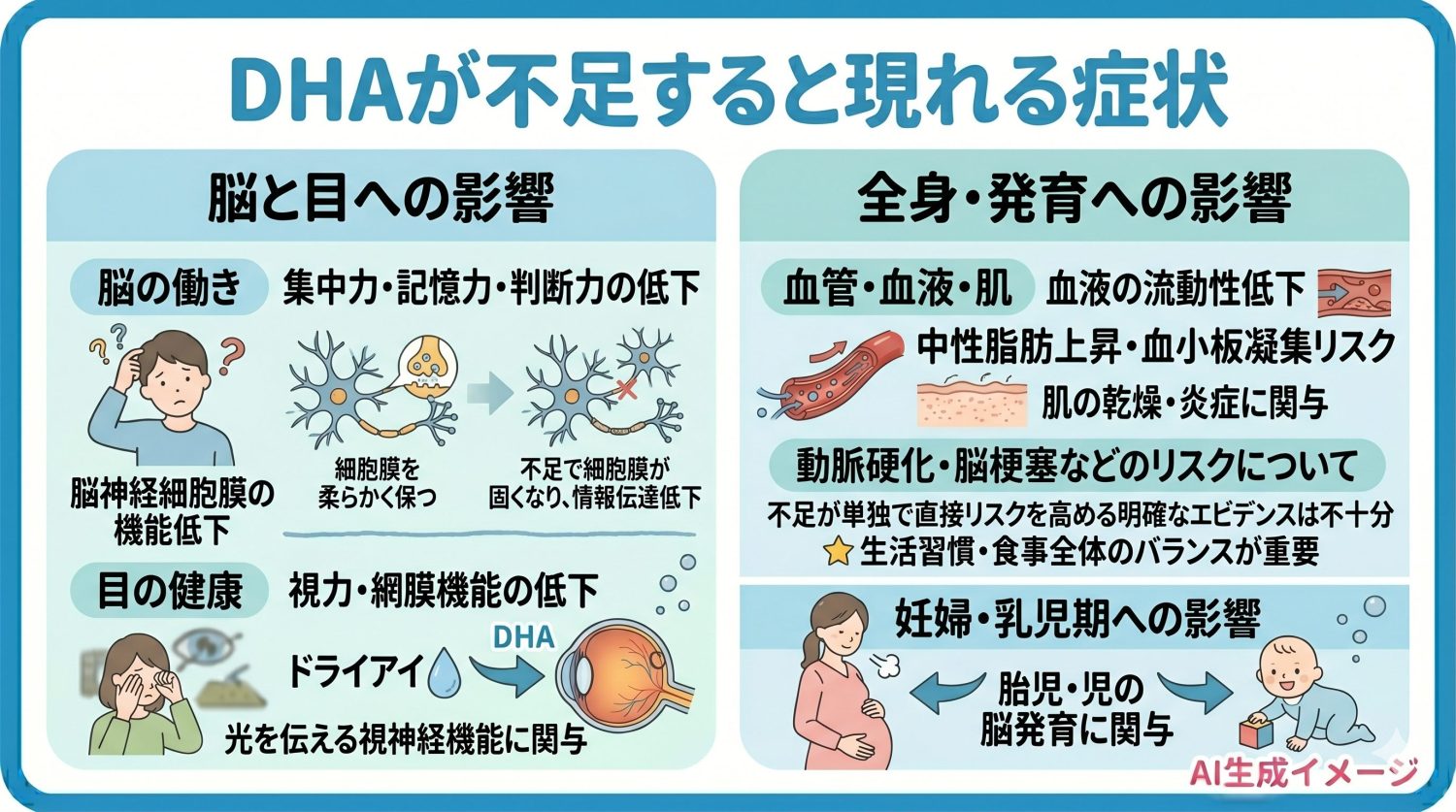 DHAが不足すると現れる症状