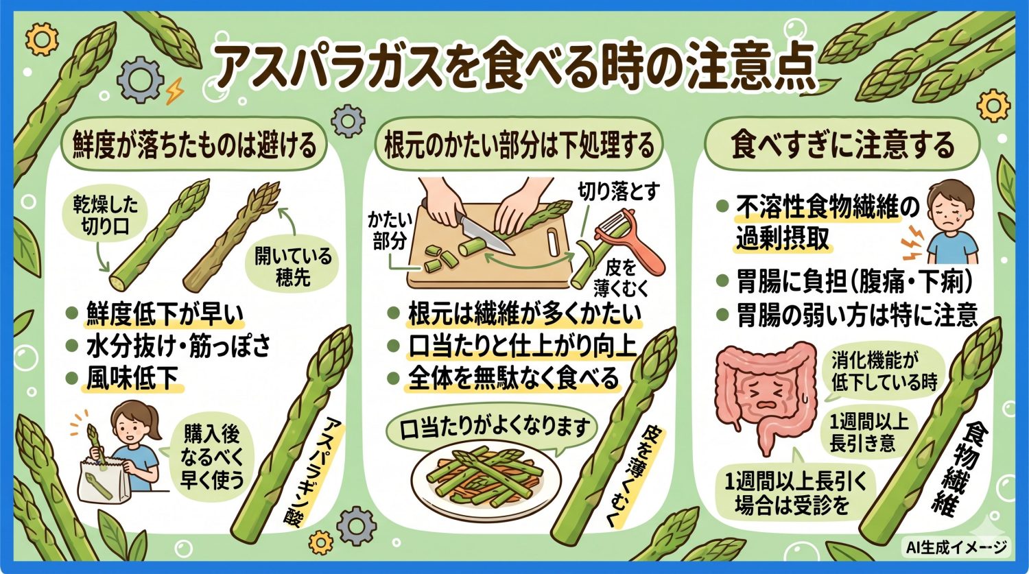 アスパラガスを食べる時の注意点